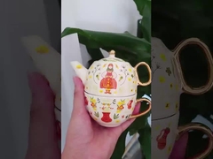 Conjunto de tetera y taza de porcelana Conjunto de té individual con taza y platillo de regalo de boda